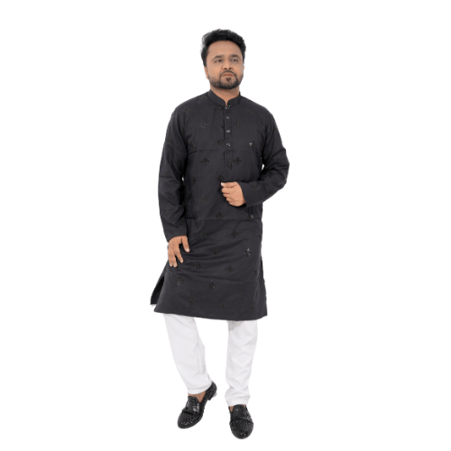 Elegant Black Kurta Pajama Set - Classic Men's Ethnic Wear