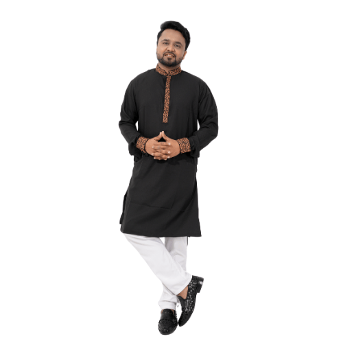 Premium Black Punjabi with Copper Embroidery