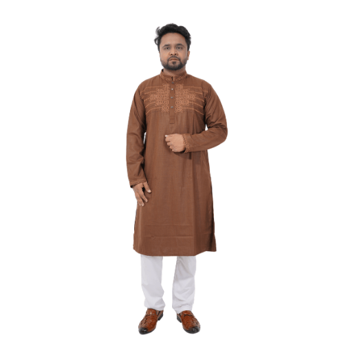 Classic Brown Embroidered Panjabi