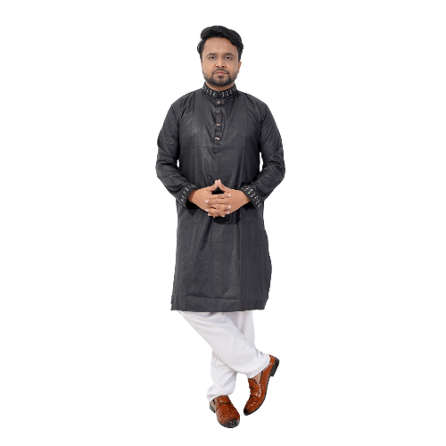 Classic Black Embroidered Panjabi