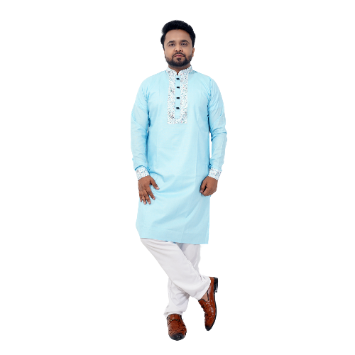 Classic Sky blue Embroidered Panjabi