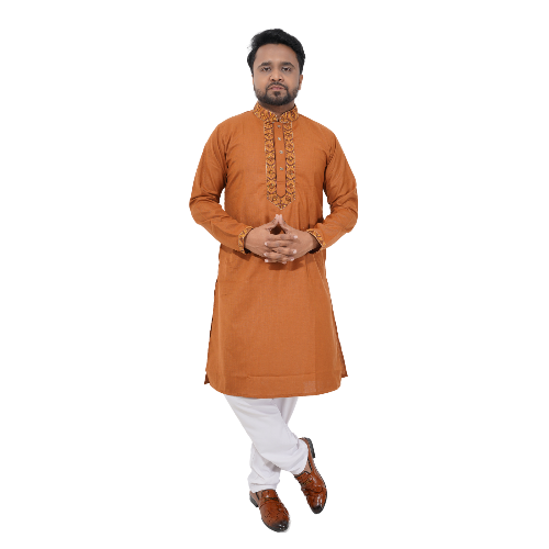 Classic Orange Embroidered PanjabiClassic Brown Embroidered Panjabi