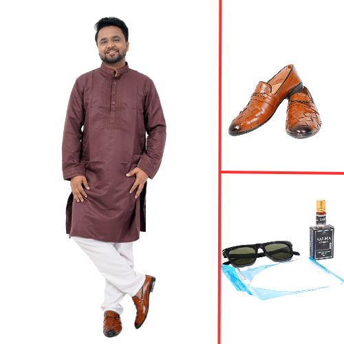 Rich Maroon Premium Panjabi For Men combo offer