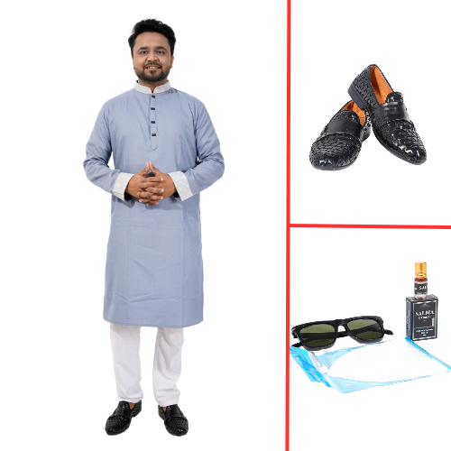 Elegant Light Blue Panjabi For Men Combo Offer